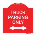 Signmission Reserved Parking Truck Parking W/ Bidirectional Arrow Heavy-Gauge Alum, 18" x 18", RW-1818-23031 A-DES-RW-1818-23031